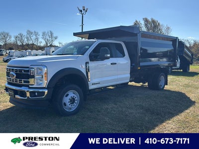2024 Ford Super Duty F-450 DRW 12' RUGBY HEAVY DUTY STAKELESS LANDSCAPE BODY, 48" SOLID BARN DOORS, MANUAL TARP, 36" FULL CAB SHIELD, DROP DOWN COMBO HITCH 2 5/15