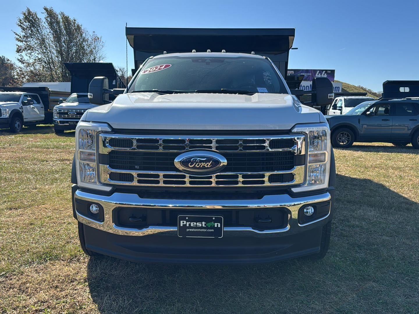 2024 Ford Super Duty F-450 DRW 12' RUGBY HEAVY DUTY STAKELESS LANDSCAPE BODY, 48" SOLID BARN DOORS, MANUAL TARP, 36" FULL CAB SHIELD, DROP DOWN COMBO HITCH 2 5/15