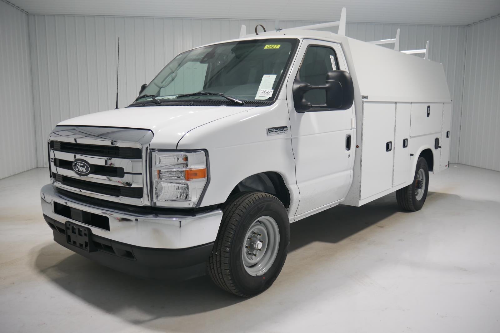 2026 Ford E-Series Cutaway E-350 10FT KNAPHEIDE KUV ENCLOSED SERVICE BODY, MASTER LOCK SYSTEM CLASS V HITCH 3 BOW LADDER RACK